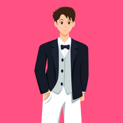 Groom Wedding Character Design Illustration