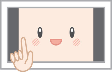 人差し指を立てる擬人化タブレット