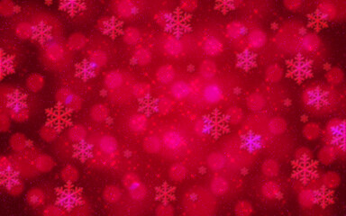 Christmas and New Year bright colorful background with snowflakes, stars and bokeh effect