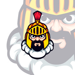 Golden Helmet King Knight Head Vector Mascot