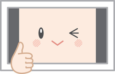 親指を立てる擬人化タブレット