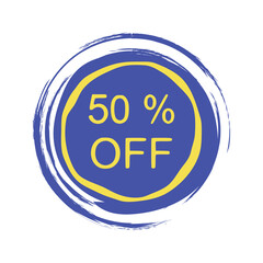 Discount 50 percent, design element, sign label, vector stickers