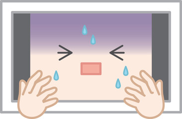 汗をかいてパニックになる擬人化タブレット