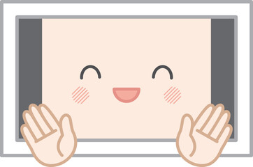 笑っている擬人化タブレット