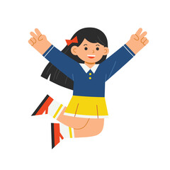 A girl jumping on the background. Vector illustration.