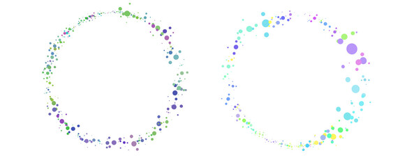 Memphis round confetti festive background in cyan blue, pink and yellow. Childish pattern And Bokeh confetti circles decoration holiday background.