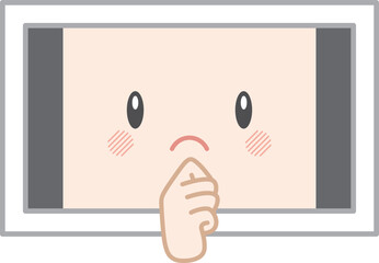 考えるポーズの擬人化タブレット