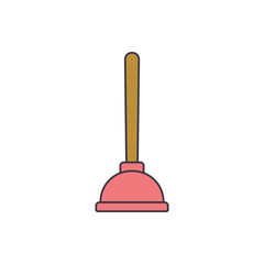 Plunger icon in color, isolated on white background 