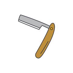 straight shaving razor icon in color, isolated on white background 