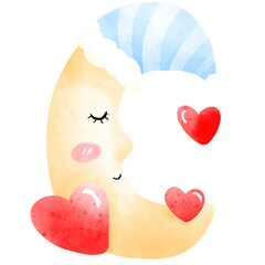 Sleeping Moon watercolor