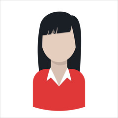 Asian Woman icon flat. User Avatar. Vector Illustration