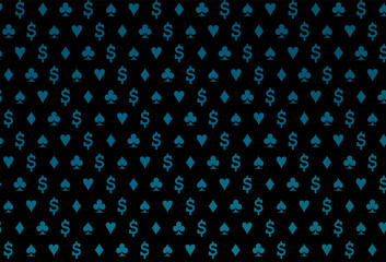 Dark blue vector texture with playing cards.
