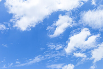 White cloud over blue sky background, weather and season concept, nature background