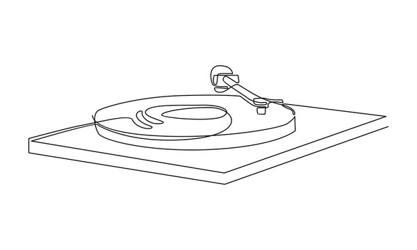 minimalist black line drawing of record player clip art preview