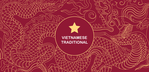 Vietnamese Traditional Decorative Art, Asian Pattern - obrazy, fototapety, plakaty