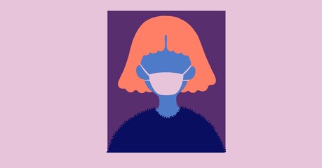 Illustration of a person wearing face mask. Social distancing for coronavirus pandemic