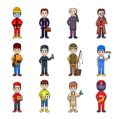 set of character Professions male cartoon 