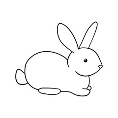 Cute outline rabbit. Vector illustration lovely bunny isolated on white background. Easter simbol farm animal for coloring page