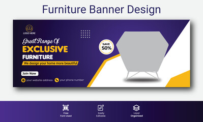 
Modern furniture big sale promotional social media Instagram cover  or banner template design  