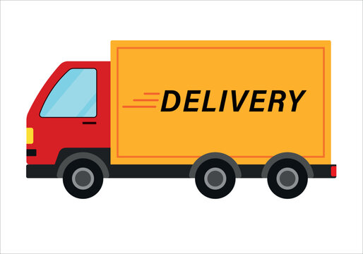 Delivery Truck Icon Clipart in Animated Caartoon Vector Illustration