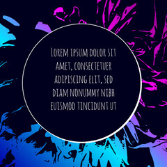 Round black frame on abstract neon vector background