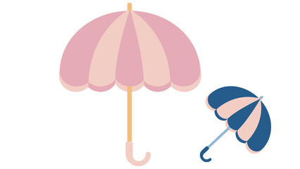 The umbrella. Flat design pink and blue color concept. Vector illustration.