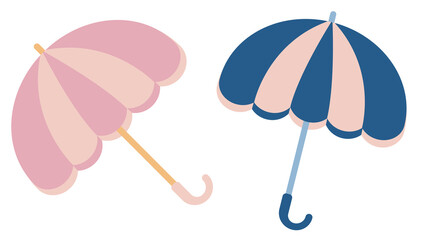 The umbrella. Flat design pink and blue color concept. Vector illustration.