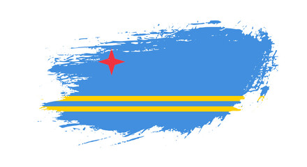 Free hand drawn grunge flag of Aruba on isolated white background