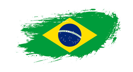 Free hand drawn grunge flag of Brazil on isolated white background