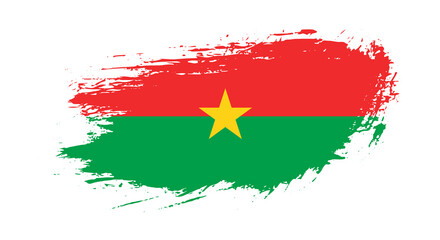 Free hand drawn grunge flag of Burkina Faso on isolated white background