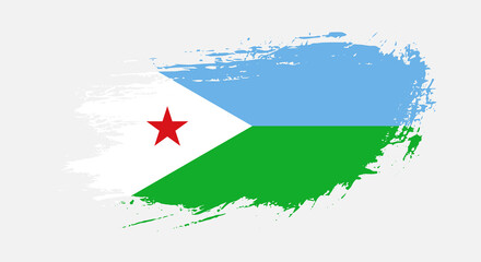 Free hand drawn grunge flag of Djibouti on isolated white background