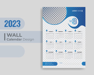 Corporate business 2023 calendar design in abstract clean with gradient color variations.