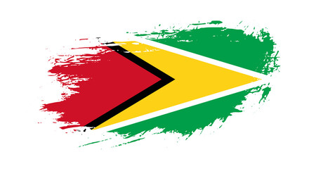 Free hand drawn grunge flag of Guyana on isolated white background