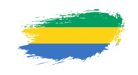 Obraz premium Free hand drawn grunge flag of Gabon on isolated white background