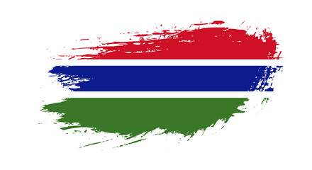 Free hand drawn grunge flag of Gambia on isolated white background