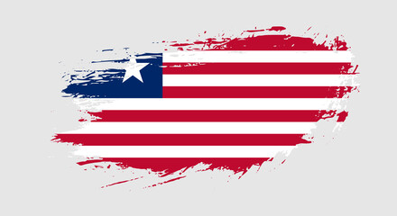 Free hand drawn grunge flag of Liberia on isolated white background