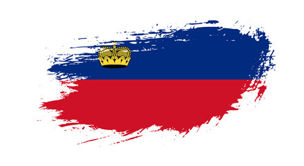 Free hand drawn grunge flag of Liechtenstein on isolated white background