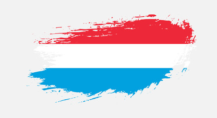 Free hand drawn grunge flag of Luxembourg on isolated white background