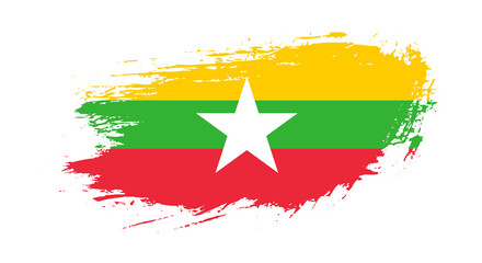 Free hand drawn grunge flag of Myanmar on isolated white background