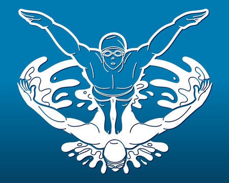 recommend clip art: People Swimming Together Group of Swimmer Action Cartoon Sport Graphic Vector