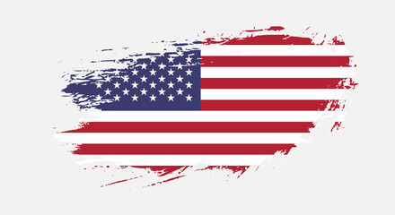 Free hand drawn grunge flag of United States of America on isolated white background