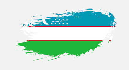 Free hand drawn grunge flag of Uzbekistan on isolated white background