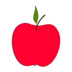 A red apple with a green leaf. An isolated apple on a white background. Colored fruits