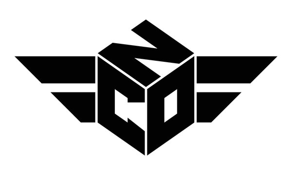 NCO three letter gaming logo in polygon cube shape logo design vector template. wordmark logo | emblem logo | monogram logo | initial letter logo | sports logo | minimalist logo | typography logo |