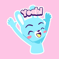 cute little bunny drawing cartoon, rabbit sticker