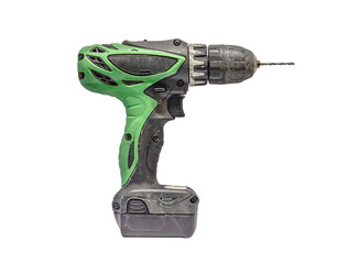 Old electric drill isolated