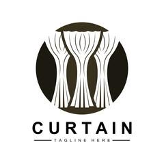 Home And Exhibition Curtain Logo Design, Building Decoration Vector Illustration