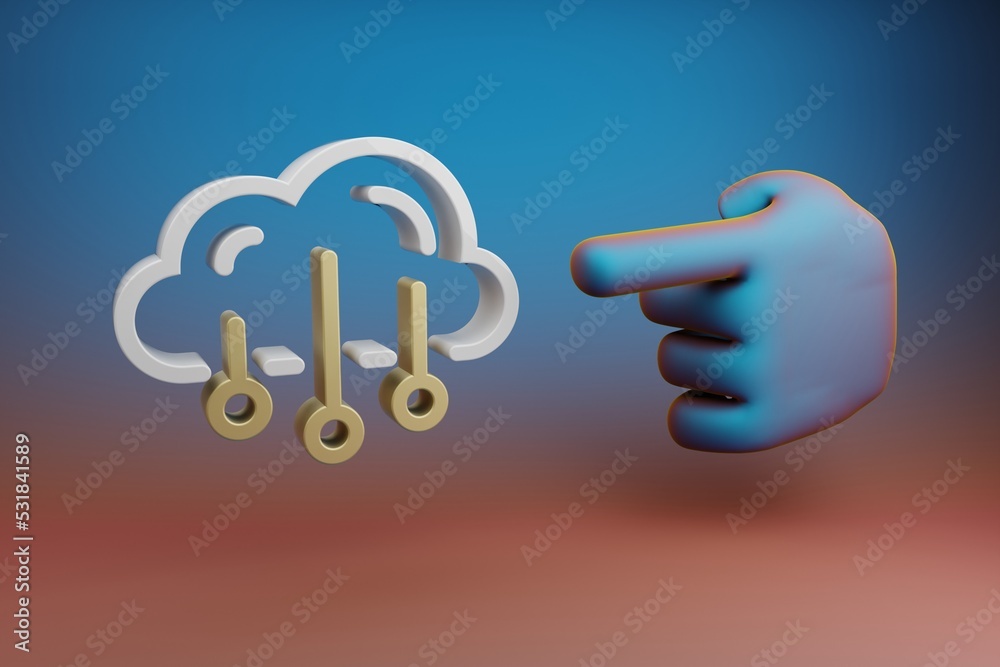 Leinwandbilder beautiful illustrations abstract hand index finger points to cloud data storage symbol icon on a mul