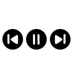 Music player button icon set. Play and pause button, video audio player, player button symbol icon set, play and pause button vector. Vector illustration