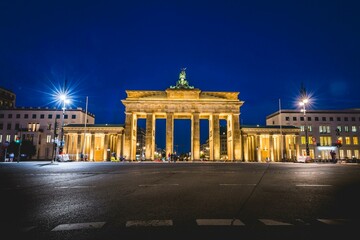 Brandenburg Gate at night, illuminated, Berlin-Mitte, Berlin, Germany, Europe